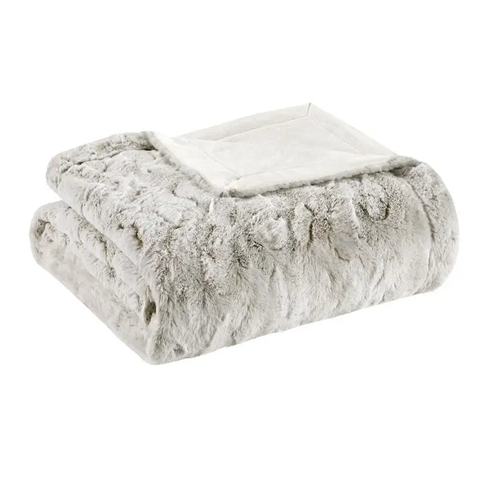 Oversized Faux Fur Throw Blanket | 60x70 | Snow Leopard