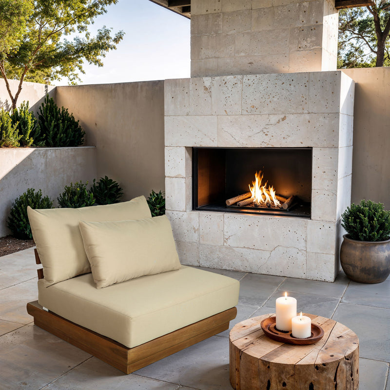 Mirella - Water Resistant Fabric Upholstered Outdoor Patio Modular Armless Chair