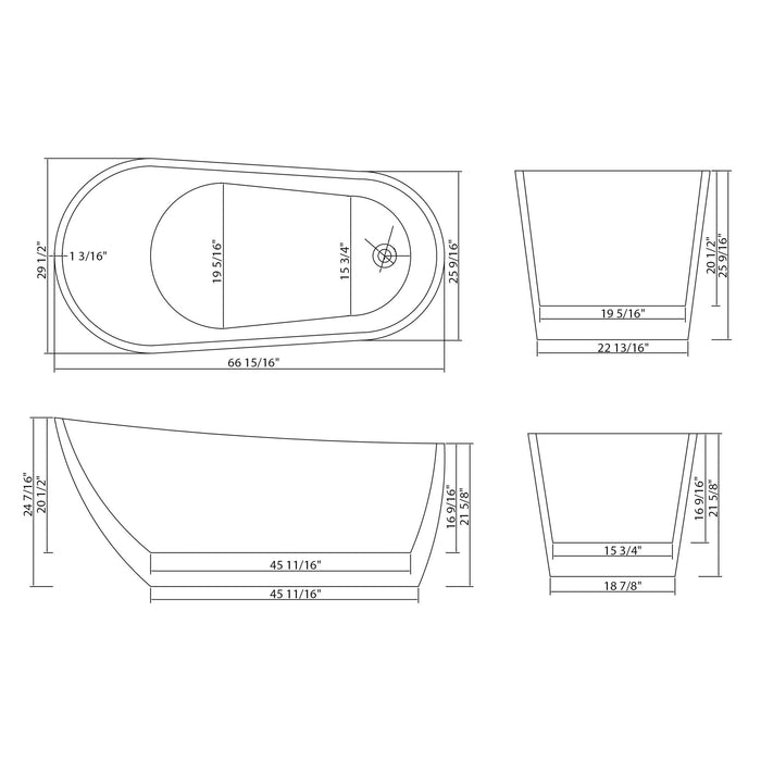 Contemporary Glossy Freestanding Bathtub With Chrome Overflow And Drain