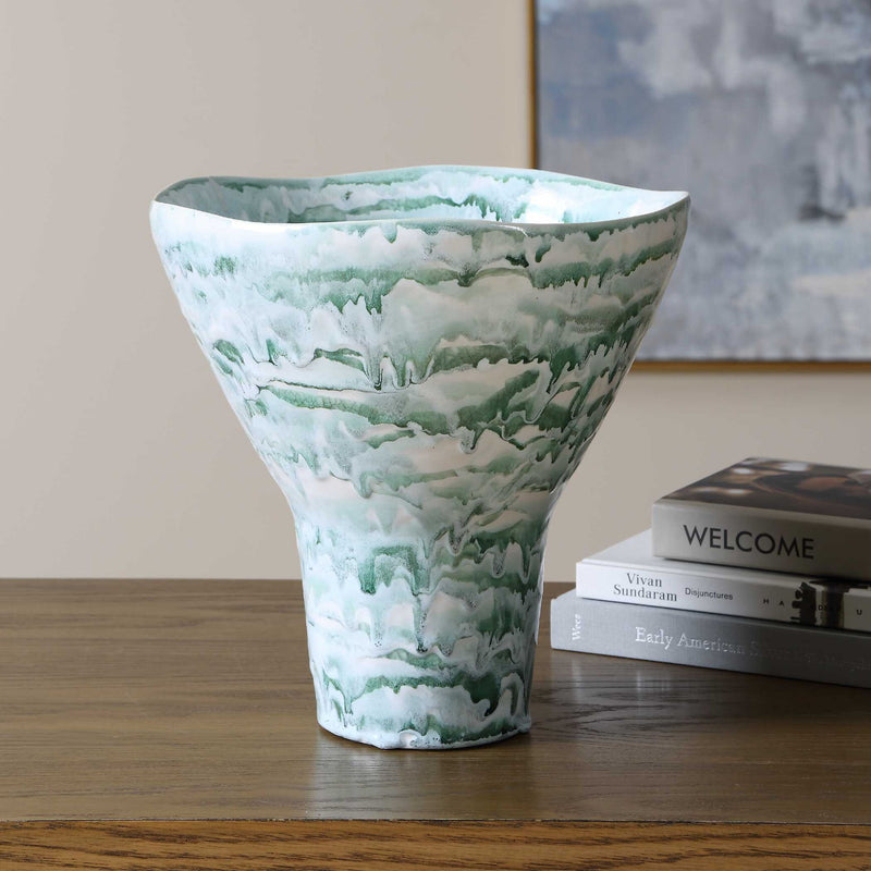 Jameis - Ceramic Watercolor Vase - Blue,Green,White