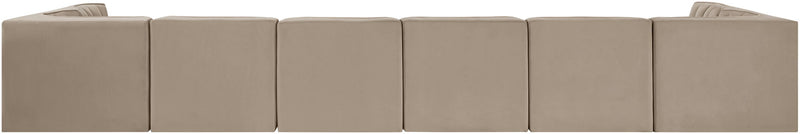 Rummi - Velvet Performance Fabric Upholstered 8 Piece Modular Sectional (With 2 Corner Chairs)