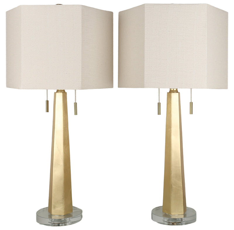 Gilded Spire - 28 X 14 - Resin Table Lamp (Set of 2) - Gold Leaf, Clear Crystal