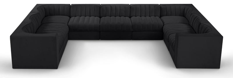 Rummi - Velvet Performance Fabric Upholstered 9 Piece Modular Sectional