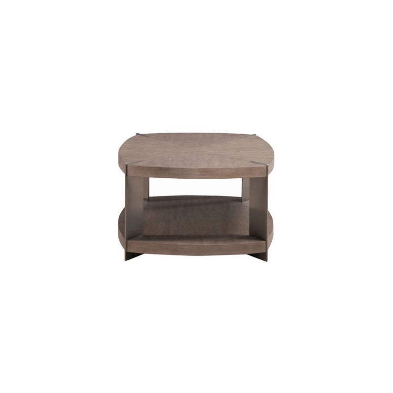 Harlow - Oval Cocktail Table - Sandstone & Satin Nickel