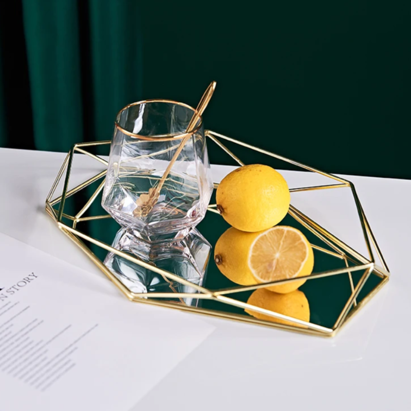 Polygon Glass Mirror Tray