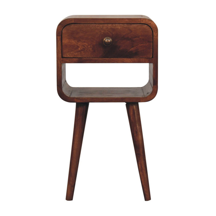 Mini California Curved Nightstand Wth Lower Slot