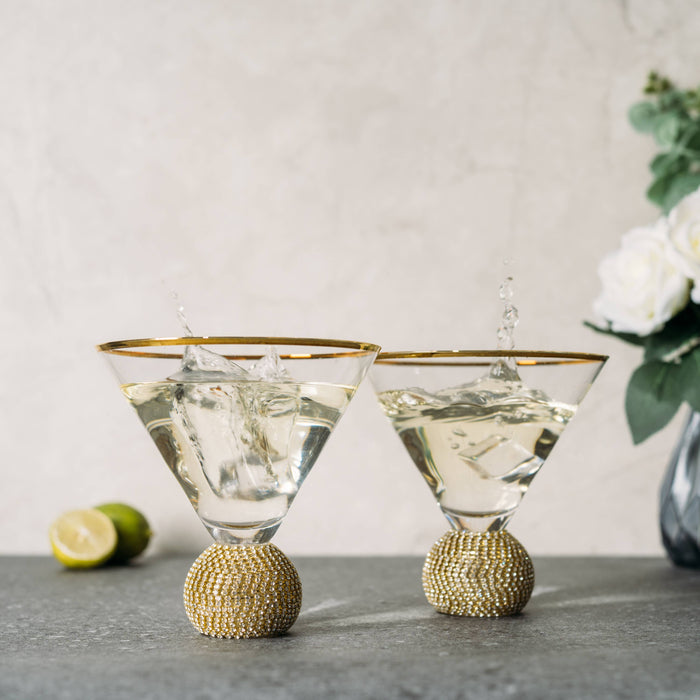 Diamond Rhinestone Martini Glasses | Set of 2