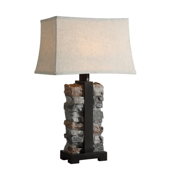 Kodiak - Stacked Stone Lamp - Beige & Dark Gray