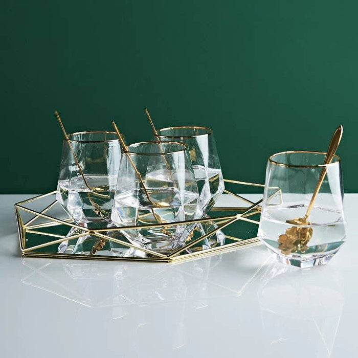 Polygon Glass Mirror Tray