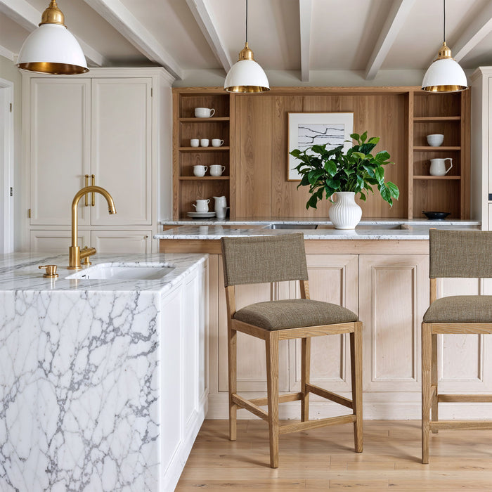 Avon - Linen Textured Performance Fabric Upholstered Counter Stool