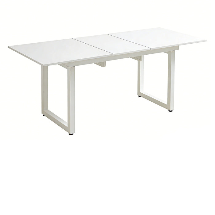 Square Extendable Dining Table With Metal Leg, Modern Space Saving Kitchen Table For Living Room
