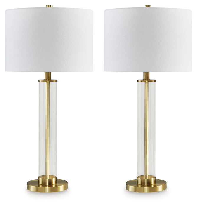 Orenman - Clear / Brass Finish - Glass Table Lamp (Set of 2)