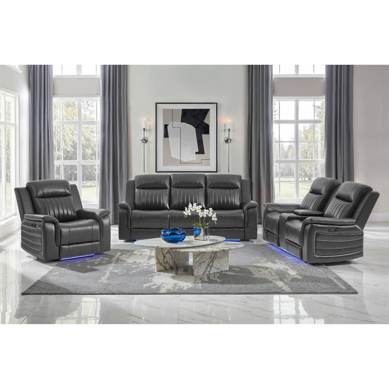 Ian - Power Recliner With Welt And LED Lighting - Charcoal