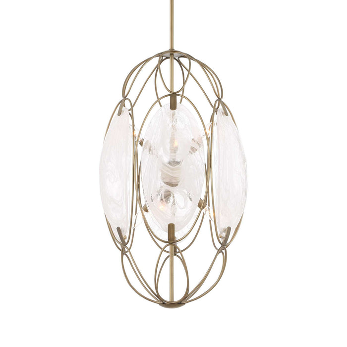 Valencia - 6 Light Glass Panel Pendant - Gold / White