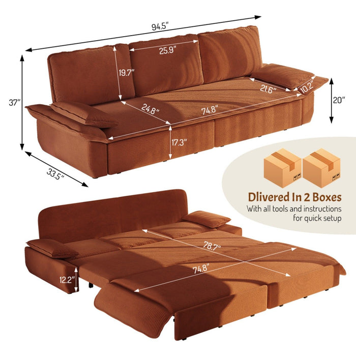 King Size Pull Out Sofa Bed, 3 In 1 Convertible Multifunctional