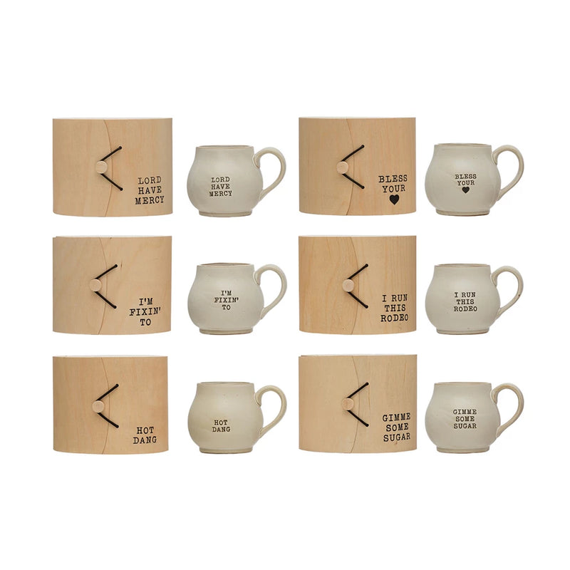 Stoneware Mug with Wood Gift Box and Saying
