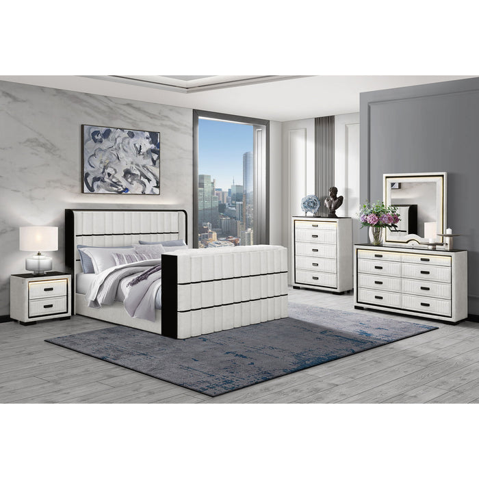 Isaiah - 5 Piece Bedroom Set With TV Lift-LED, Speakers And Fireplace