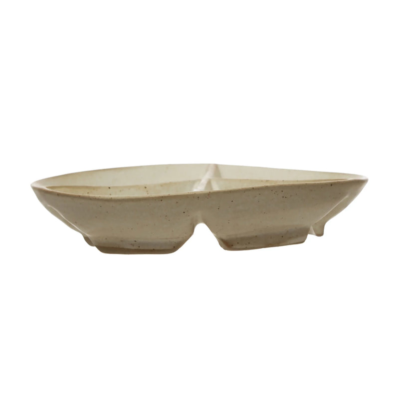 Stoneware Peace Sign Divided Dish with 4 Sections | Reactive Glaze
