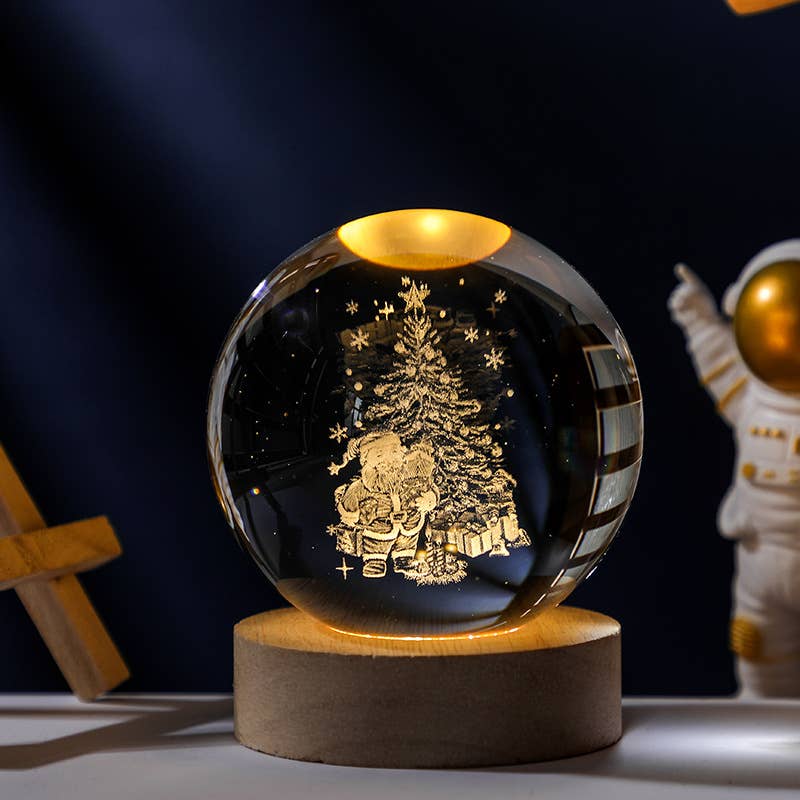 Crystal Glass 3D Solar System Nightlight Christmas Gift