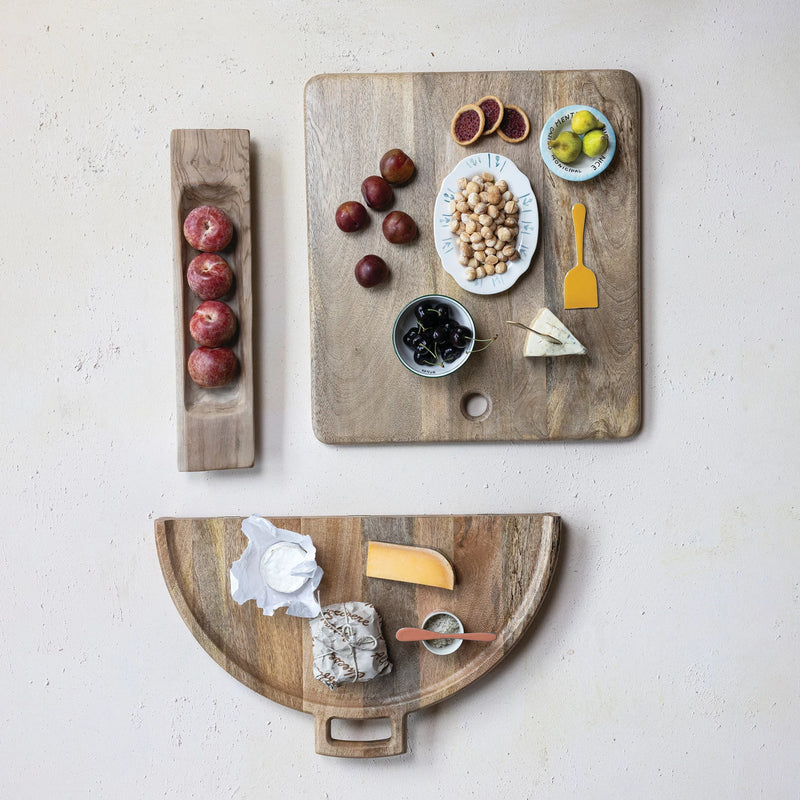 Mango Wood & Stainless Steel Folding Cheese/Serving Board w/ Handle & Magnetic Closure