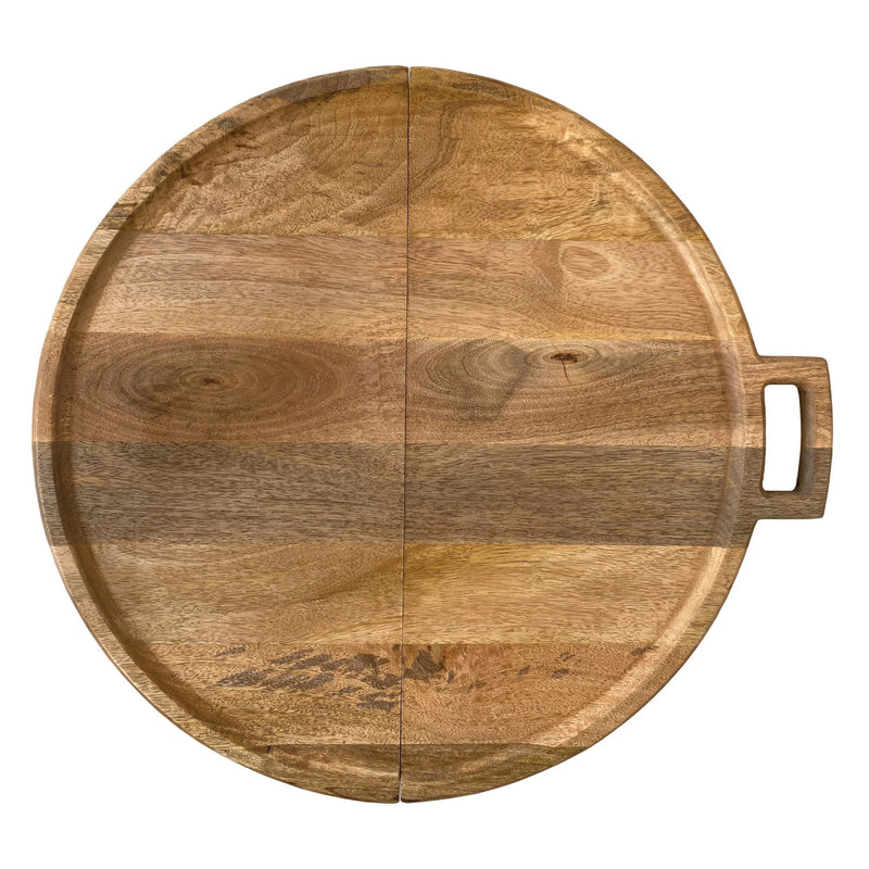 Mango Wood & Stainless Steel Folding Cheese/Serving Board w/ Handle & Magnetic Closure