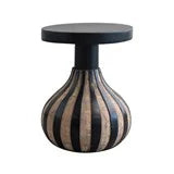 Mango Wood Table w/Carved Striped Base