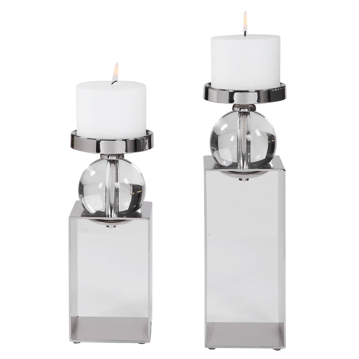 Lucian - Candleholders (Set of 2) - Nickel