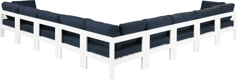Nizuc - Outdoor Patio 9 Piece Modular Sectional With White Frame