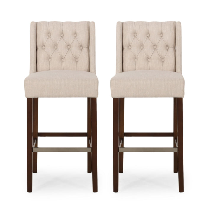 Solstara - Upholstered Dining Barstool With Button Tufted And Wing Back