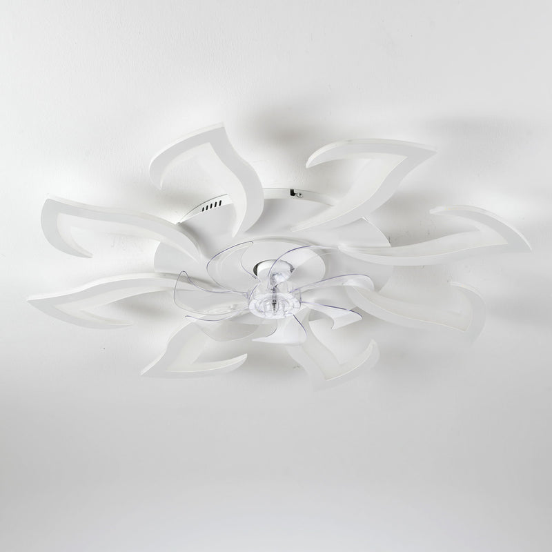 Flower Ceiling Fan With Remote Controlled LED Light, Flush Mount DC Motor Fan