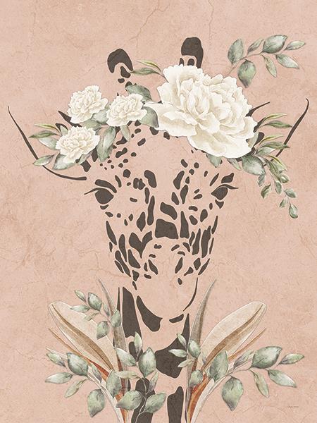 Safari Giraffe Dreaming By Yass Naffas Designs (Framed Small) - Pink