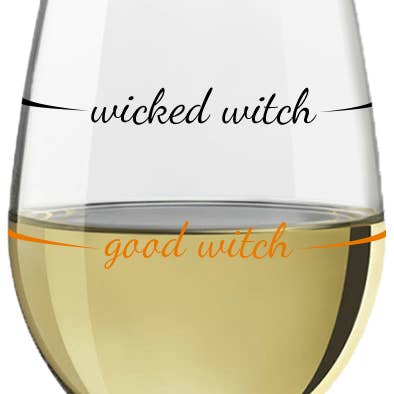 Good Witch/Wicked Witch Stemless Wine Glass