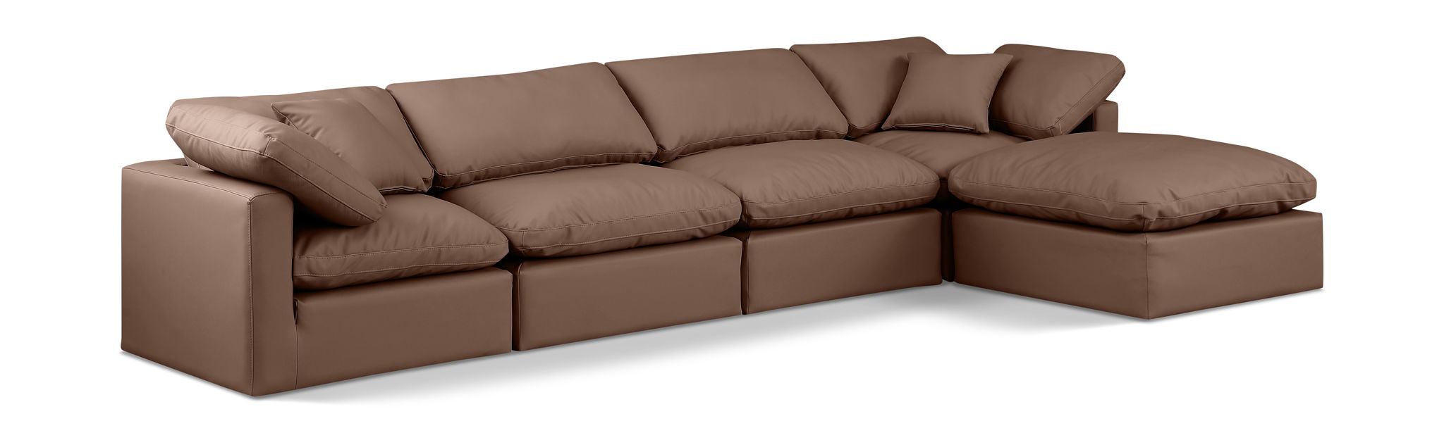 Indulge - Faux Leather 5 Piece Modular Sectional With Chaise