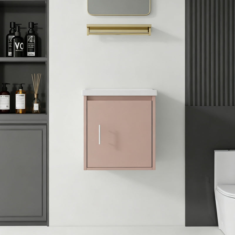 Floating Bathroom Vanity Combo, Wall Mounted Cabinet With Sink & Soft Close Doors For Small Bathrooms