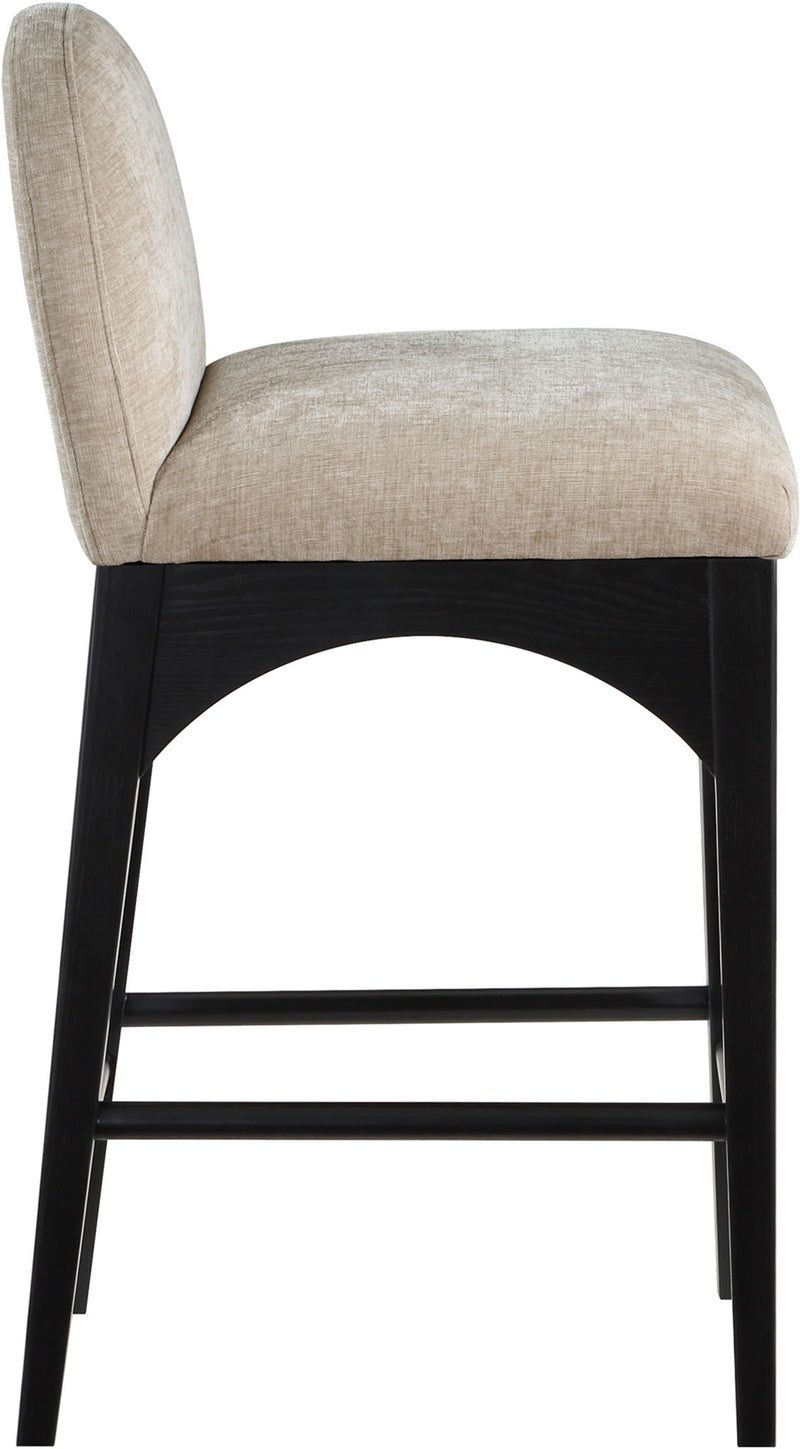 Waldorf - Chenille Stool With Black Legs