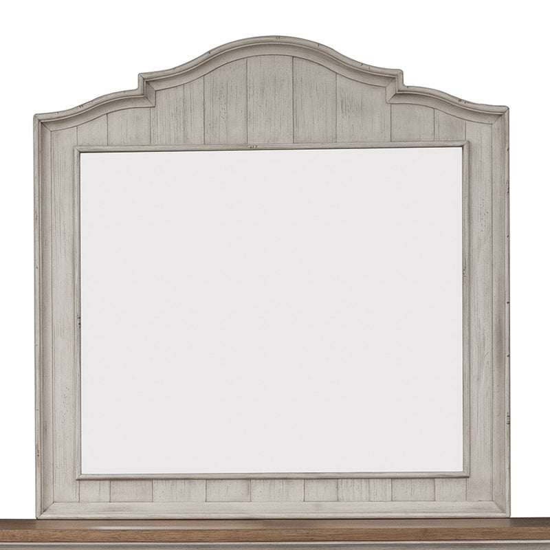 Farmhouse Reimagined - Mirror - Antique White / Chestnut Tops