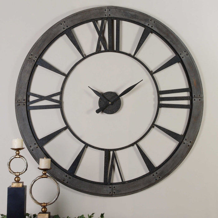 Ronan - Wall Clock, Large - Dark Brown