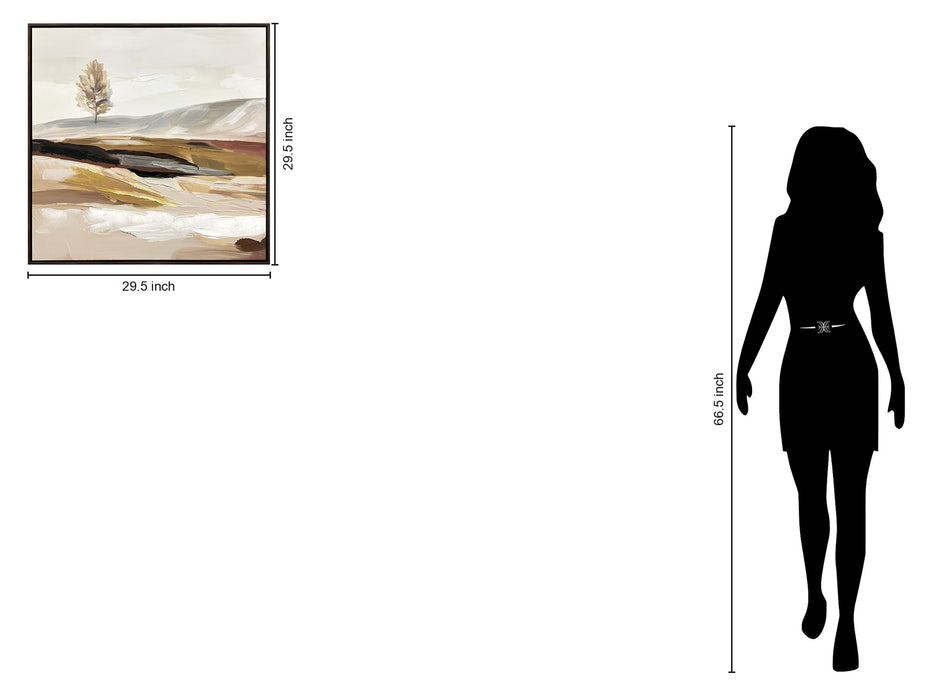 "Solitary Serenity I" Hand-Embellished Canvas In Frame - Neutral / Brown