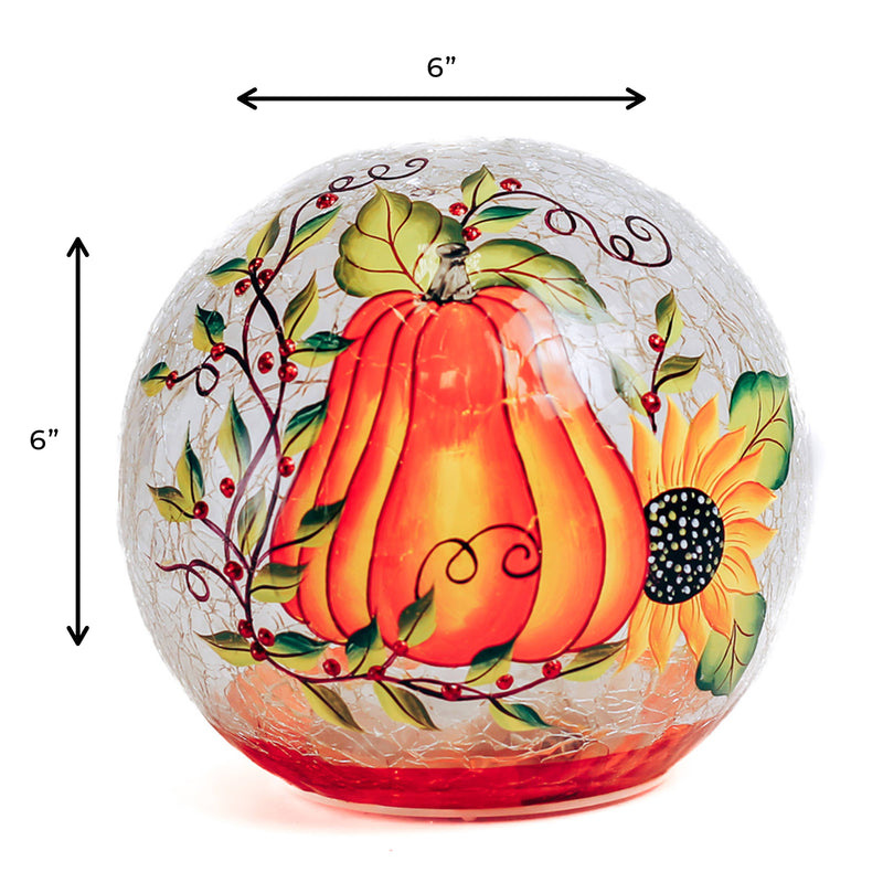 Harvest Pumpkin LED Glass Orb – Fall Autumn Home Decor