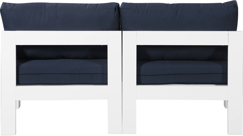 Nizuc - Outdoor Patio 2 Seat Armless Modular Sofa With White Frame