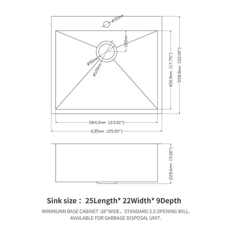 Drop In Kitchen Sink, 16 Gauge Stainless Steel, Topmount