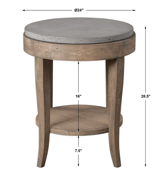 Deka - Round Side Table - Gray & Light Brown