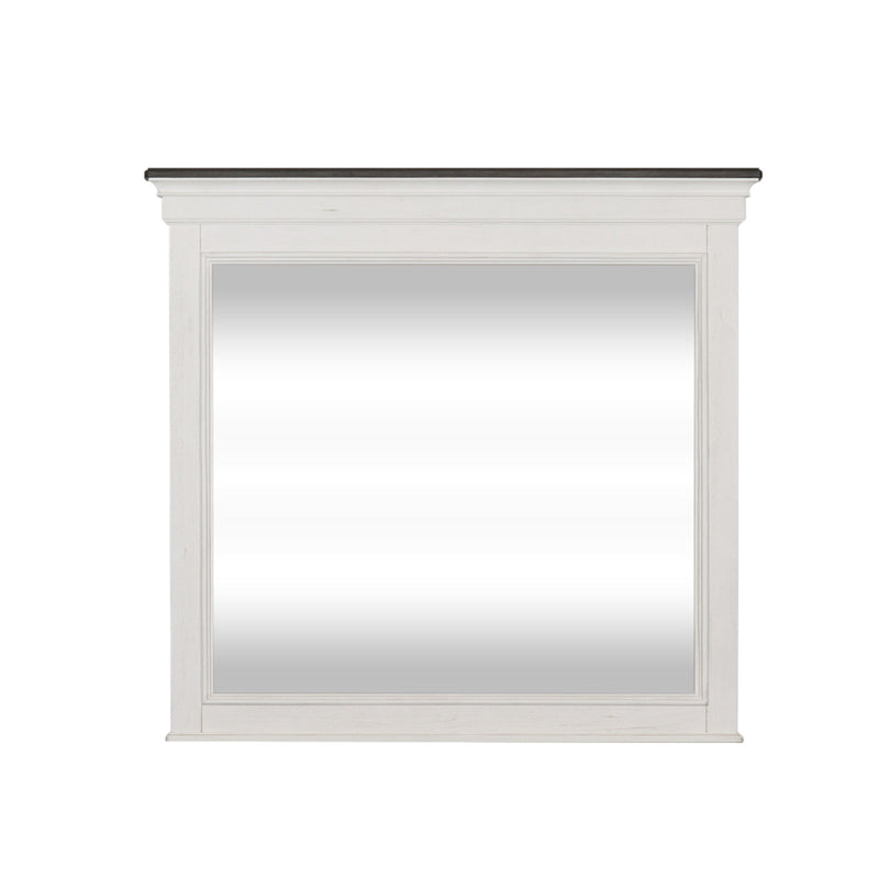 Allyson Park - Crown Mirror - Wirebrushed White / Charcoal