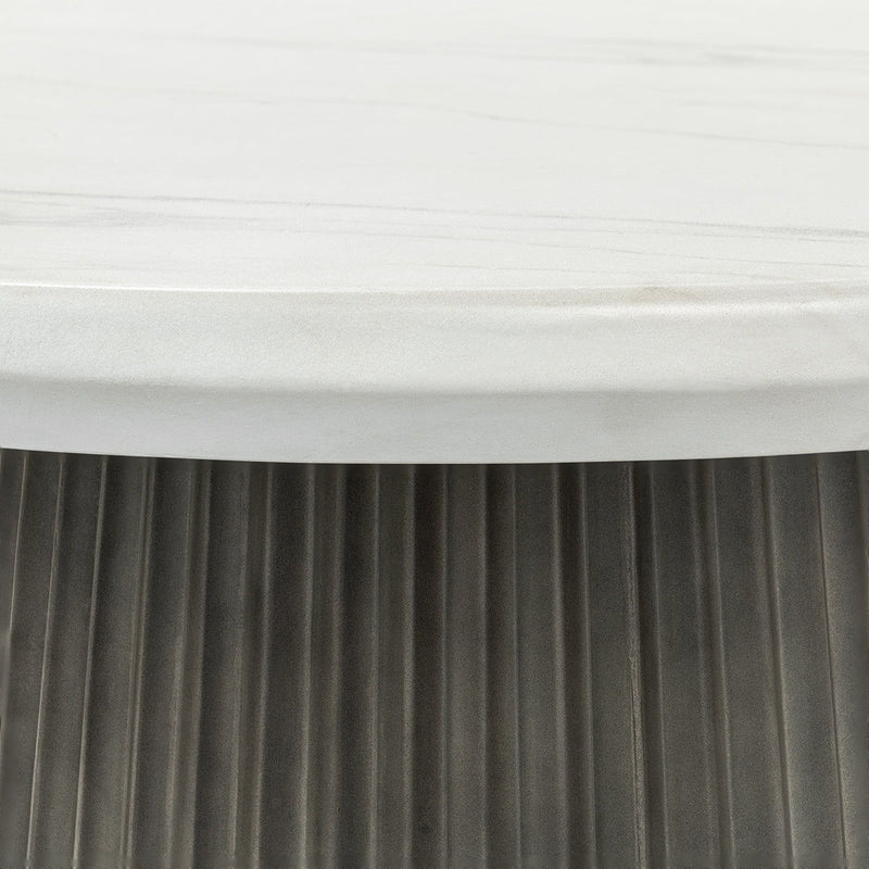 Caspia - 47" Outdoor Round Dining Table - Snowdrift White / Black