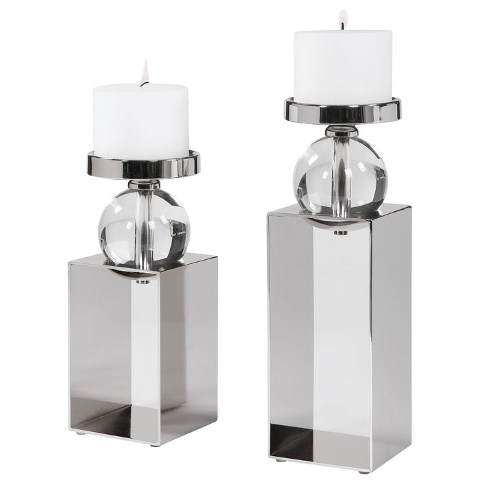 Lucian - Candleholders (Set of 2) - Nickel