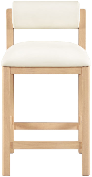 Roundhill - Faux Leather Counter Stool - Natural Frame