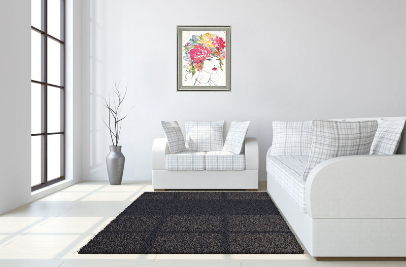 Whimsical Bloom Portrait - 28" x 34" Framed Wall Art - Pink