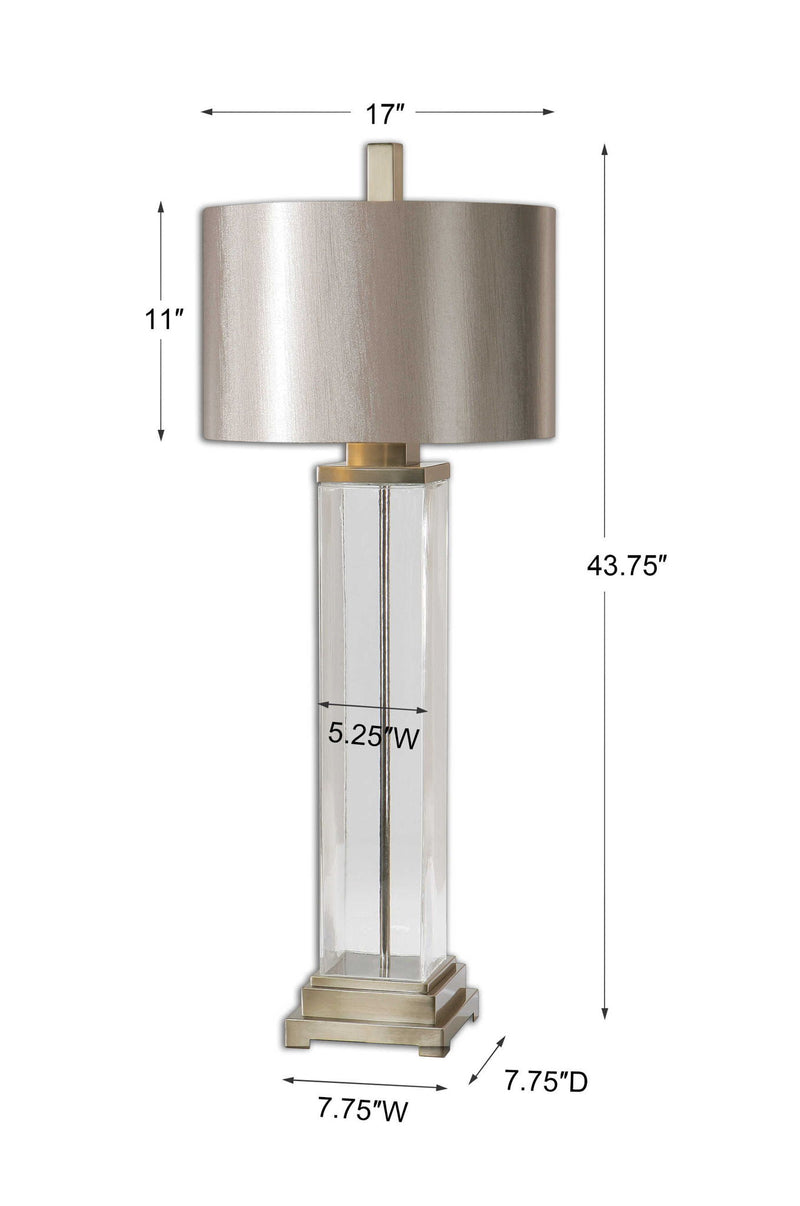 Drustan - Clear Glass Table Lamp - Pearl Silver