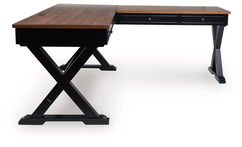 Wildenauer - Home Office Desk And Return - Brown / Black