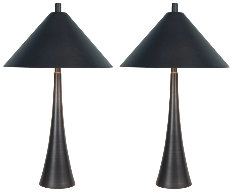 Dusk Spire - 28 X 17 - Metal Table Lamp (Set of 2) - Grey Slate